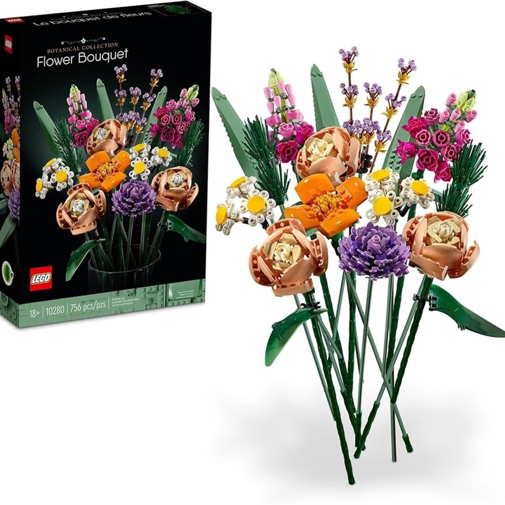 LEGO Botanical Faux Floral Arrangement with Orange and Purple